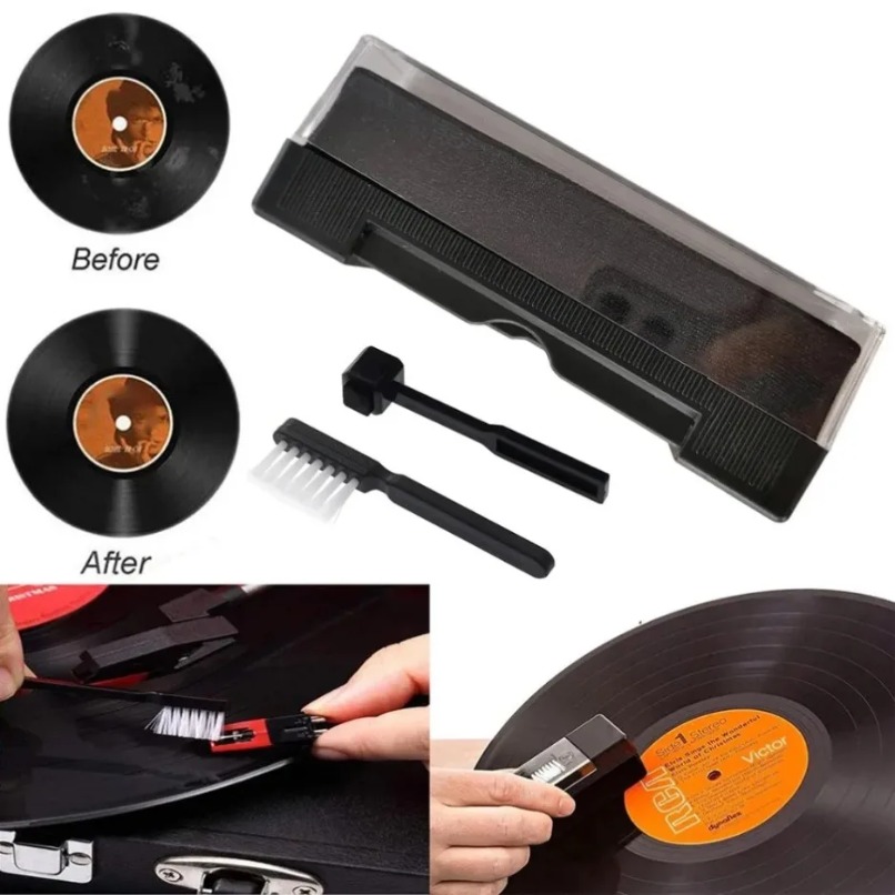 Audio Music Remove - ชุดแปรงทำความสะอาดแผ่นเสียงไวนิลป้องกันไฟฟ้าสถิต กำจัดฝุ่น พร้อมแปรงสำหรับเข็มเครื่องเล่นแผ่นเสียง สำหรับแผ่นเสียง LP เครื่องเล่นแผ่นเสียง